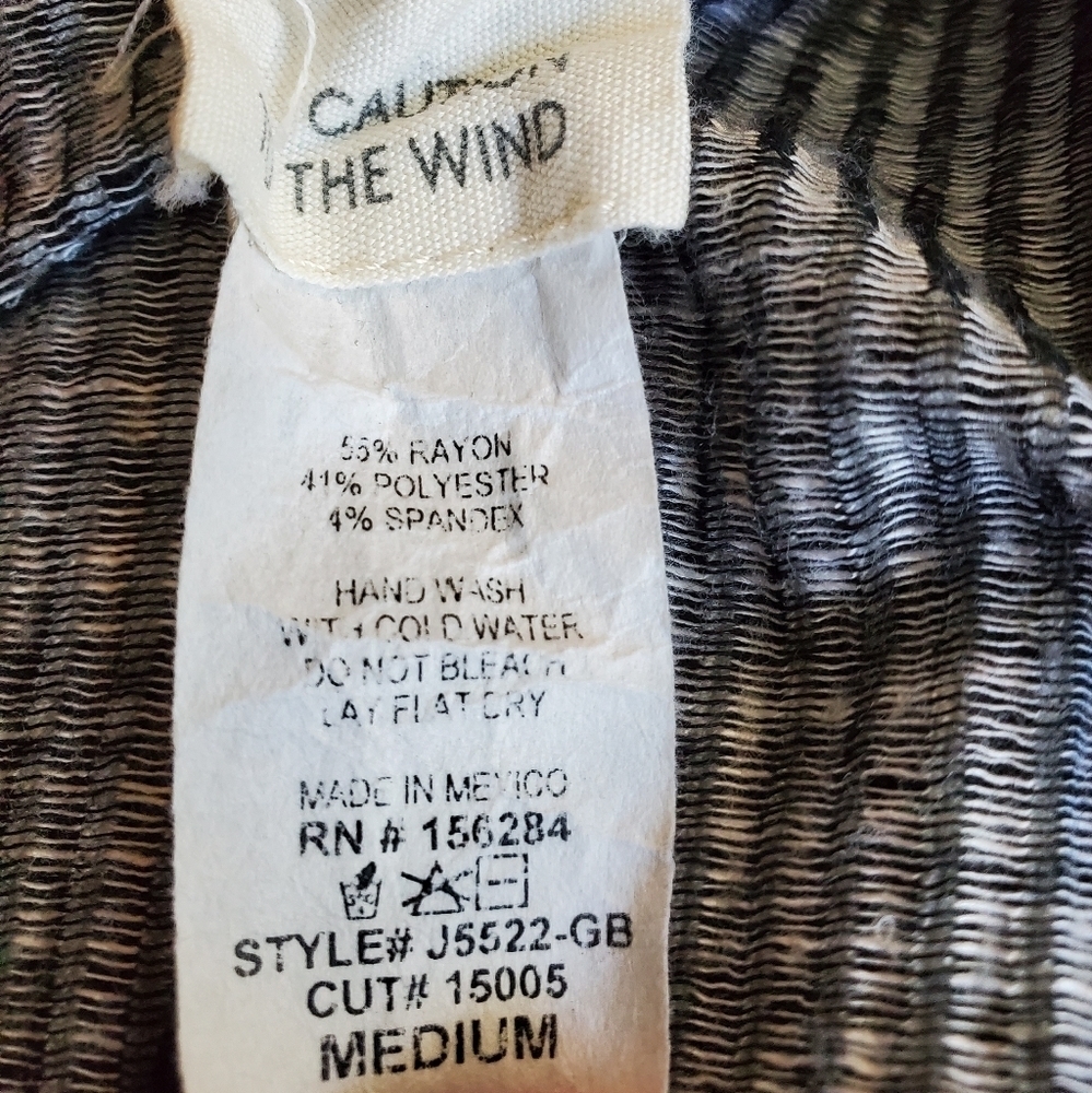 CAUTION TO THE WIND ribbed blue & white striped dress M - Picture 5 of 5